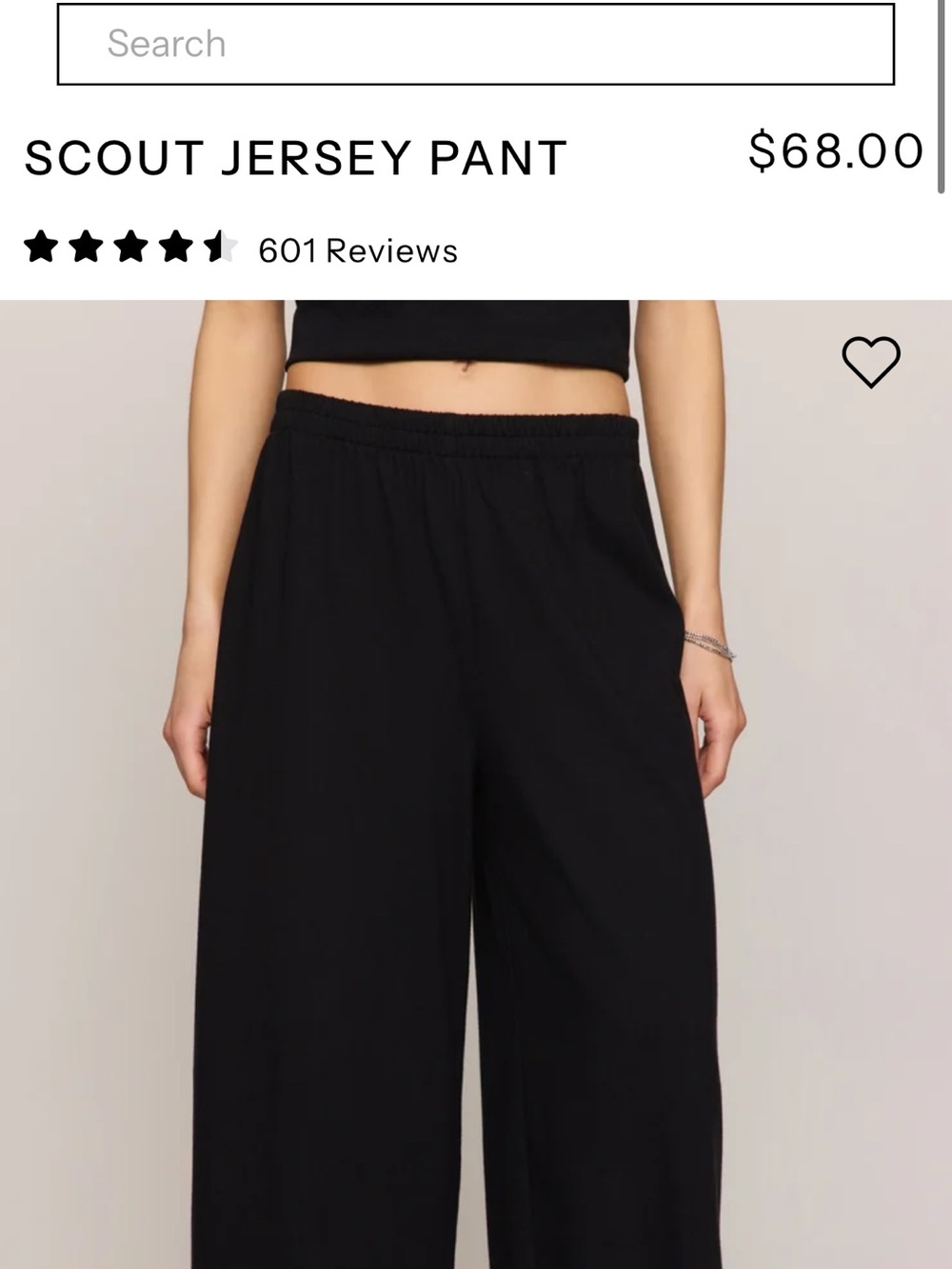 Z Supply Black Wide-Leg Scout Jersey Pant